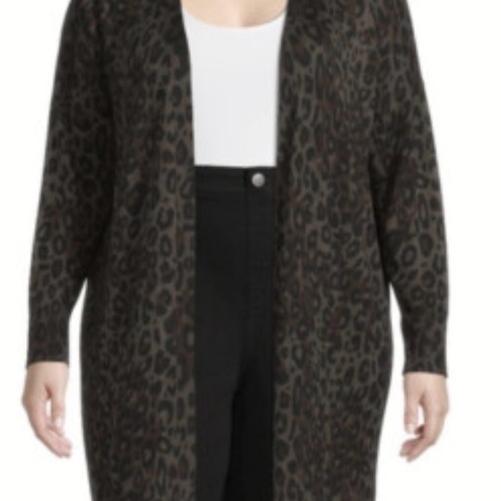 Leopard Print Open Front Cardigan